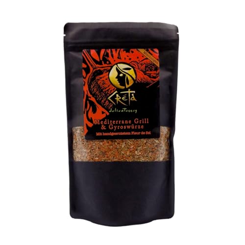 Creta Delicatessen Gyrosgewürz Griechische Gewürzmischung mit handgeerntetem Fleur de Sel Mediterrane Grillwürze für Gyros Souvlaki & Gemüse 250 g