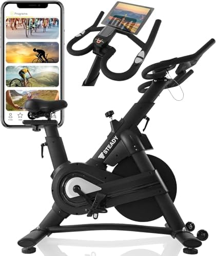 （15:30時点） STEADY スピンバイク Pro【ハイエンドモデル/Zwift/アプリ連動/静音/組立簡単】エアロバイク フィットネスバイク 家庭用 ST142 (01.ブラック)