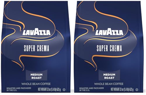 Lavazza Super Crema Whole Bean Coffee 22 oz, 2 Pack