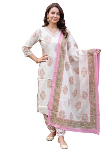 Image of INDO ERA Women Pure Cotton Kurta Set with Dupatta | Farsi Salwar Suit