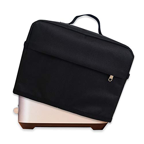 Nabaat 2 slice Toaster cover with pockets to hold jam spreader knife & toaster tongs,dust and fingerprint protection (Black)