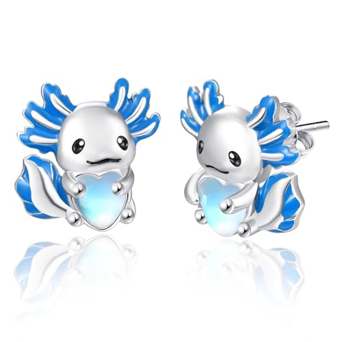 Dreamboat Cute Animal Stud Earrings for Women 925 Sterling Silver Hypoallergenic Moonstone Jewelry Gifts for Sensitive Ears