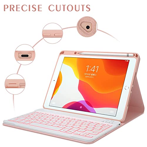 Oyeeice Ipad 9Th Generation Case With Keyboard-10.2 Inch 2021,Detachable Bt Keyboard With Magnetic Protective Cover For 8Th/7Th Gen (2020/2019), Ipad Air 3Rd Gen 10.5" With Pencil Holder(Pink) #TOP7