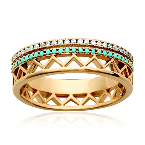 Anillo inca bañado en oro talla 54 con piedras de alta joyería