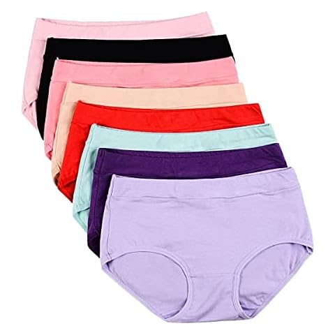 Buankoxy Women's 8 Pack Mid-Rise Stretch Cotton Panties, Assorted Colors(8 Assorted Colors,8) Cover