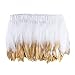 AWAYTR Duck Goose Feather Trim Fringe 2 Yards (Gold&White)