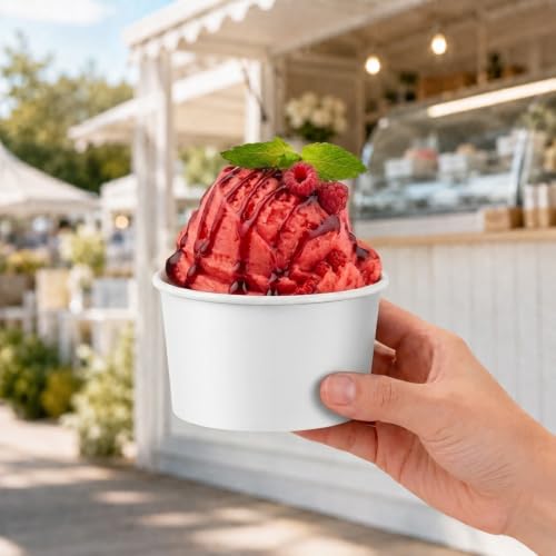 Image of Coppetta 5-Ounce Dessert Cups, 50 Disposable Ice Cream Cups - Lids Sold Separately, Sturdy, White Paper Frozen Yogurt Bowls, For Hot And Cold Foods, Perfect For Gelato Or Mousse - Restaurantware