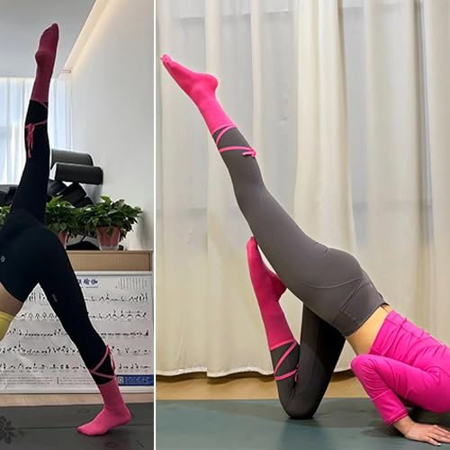 Pilates Socks with Grips for Women Straps Cute Yoga Non Slip Gym Athletic Socks 2 Pairs4