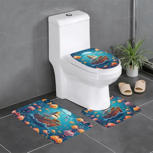 Alfombras de baño con estampado de peces para decorar el tocador familiar 2