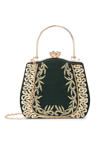 Image of TOOBA Handicraft Clutch Purse For Women with Sleek Design Glass Basket Clutch| Trendy Stylish Bridal, Party, Wedding Sling Bag