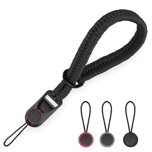 QMLING Camera Wrist Strap Quick Release, Paracord Rope Camera Hand Strap, Adjustable Camera Strap for SLR DSLR Digital Mirrorless Camera (Black)