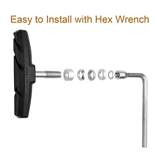 Bike Brake Pads Set - 70Mm Bicycle V-Brake Blocks Shoes With Hex Nut And Shims, No Noise No Skid #TOP2