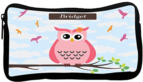 Rikki Knight Bridget Nome Coruja rosa bonita no ramo com nome personalizado Neoprene Estojo lápis (dky-Neo-pc25747)