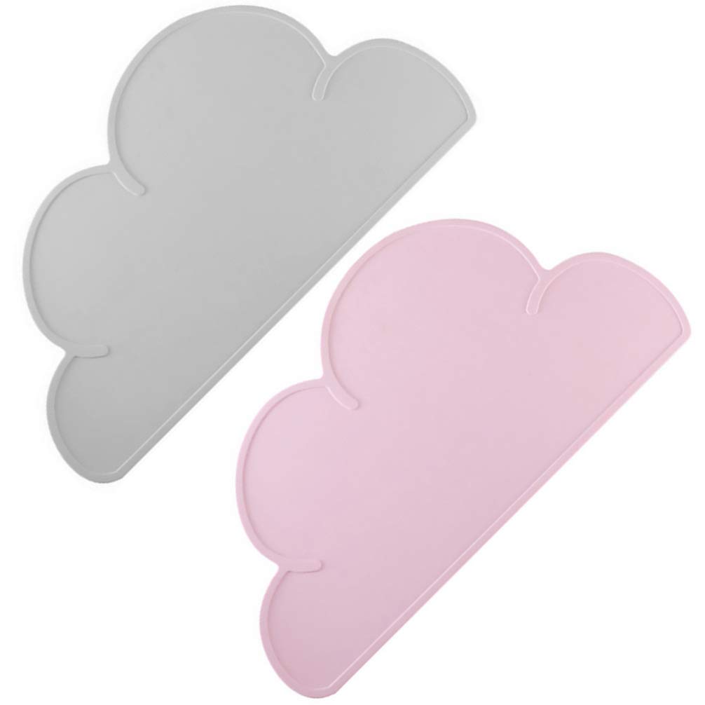 SHERCHPRY 2pcs Silicone Placemat Kids Cloud Shaped Table Mat Placemats for Baby Cloud Table Mat Silicone Table Mats Table Placemats Cloud Shape Placemat Anti-Spill Home Mat Child