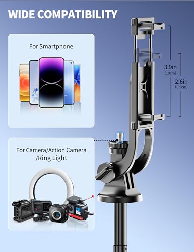 179cm Handy Stativ für Smartphone, Stabil und Tragbar Aluminium Selfie Stick Stativ, Handystativhalter mit Fernauslöser Kompatibel iPhone/Galaxy/Huawei/Camera, Perfekt für Selfies/Videoaufnahmen 6