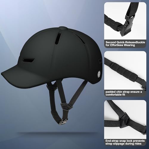 Bike Helmet Adult Men/Women-USB Rechargeable Rear Light CPSC/ASTM Certified 2 Removable Liners Adjustable Lightweight Baseball Cap Style for Youth Road&Mountain Biking Skating Scooter - Image 6