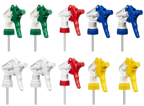 Encuentra la mejor selección de Soluciones de limpieza para baños industriales los mejores 10. 35 Pulverizador de repuesto industrial multicolor resistente con tubo de 9.5 pulgadas de tamaño de cuello de 28-400 para botellas de solución de limpieza (paquete de 10)
