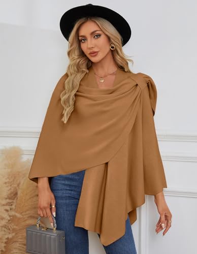 Image of PULI Womens Cross Front Poncho Shawl Wrap Elegant Wedding Formal Gift