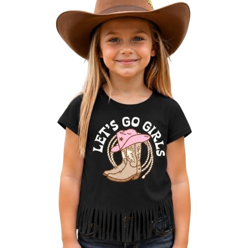 Image of Girls Western Shirt Toddler Tassels Cowgirl T-Shirt Im The Problem Country Concert Shirts Summer Short Sleeve Top