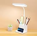 Desk Lamp,2025 New Upgrade 3 Brightness Levels Dimmable Adjustable Gooseneck Rechargeable Led Led Desk Lamp with Pen Holder,Desk Light,white Cordless Desk Lamp for Office Bedroom Dorm Women Home