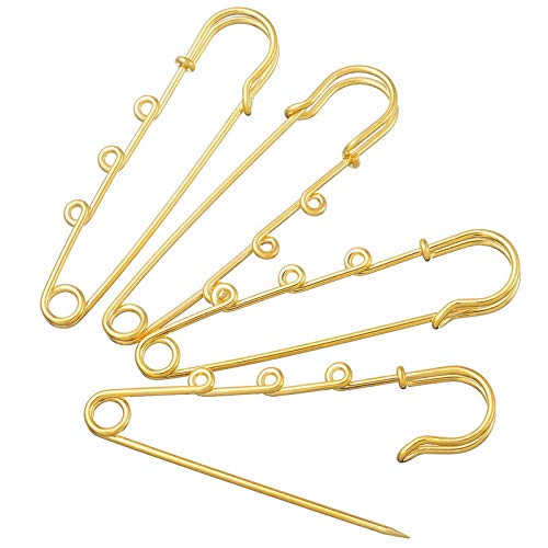 カン付き カブトピン ストールピン スカーフピン ブローチピン スカーフ留め 3カン付き アクセサリーパーツ ハンドメイドパーツ 70mm 60mm 50mm (小:50mm×14mm)