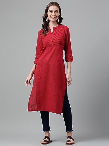 Image of NEEMIYA Striped Solid Kurta Round Nack