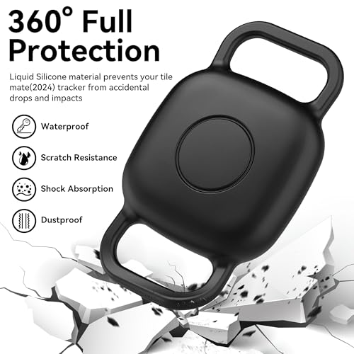 DDJ Waterproof Dog Collar Holder for Life360 Tile Mate Tracker, 2-Pack Durable Silicone Cover, Anti Lost for Life 360 Tile Tracker Case for Cat & pet Collars, Easy Installation, Lightweight, Black - image 2