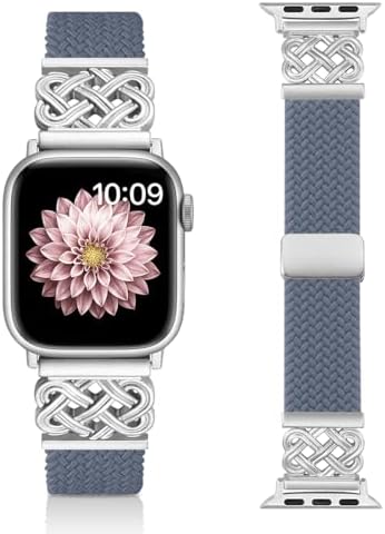 Braided Band Compatible with Apple Watch Bands 40mm 38mm 41mm 42mm 44mm 45mm 46mm 49mm, Magnetic Clasp Fabric Nylon Interlock Buckle Straps for iWatch Ultra Series 10/9/8/7/6/5/4/3/2/1/SE