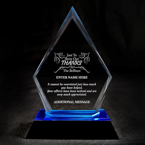 Personalized Laser Engraved Thank You Award - Laser Engraved Design - Thank You - Add Your Own Text - Includes Gift Box - Thank You Award (The Blue Arrow 7" Tall)