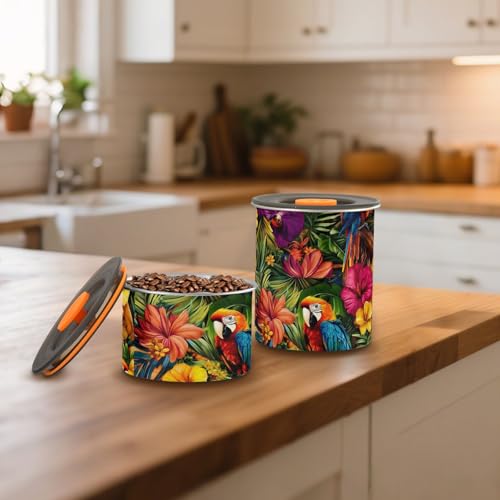 Contenedor de café con diseño de flores rojo y azul miniatura 7