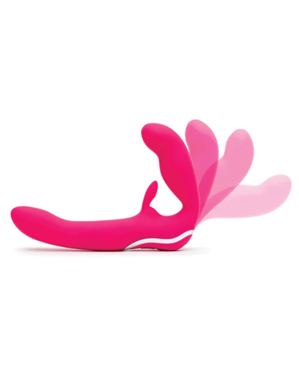 LoveHoney Happy Rabbit Silicone Strapless Strap On Rabbit Vibe, Waterproof Rechargeable 15 Function -Pink - 500 g