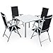 Produktbild Casaria Sitzgruppe Bern 4+1 Aluminium 7- Fach Verstellbar Hochlehner Stühle Klappbar 5 mm Sicherheitsglas Wetterfest Garten Terrasse Balkon Set Silber