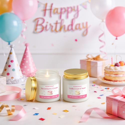 Birthday Candle, Scented Candles Gifts for Women, Soy Candle Gift Set, Pink Birthday Candles, 2 Pack Sweet Aromatherapy Candles for Celebration & Relaxing by Waxcanpy - Image 2