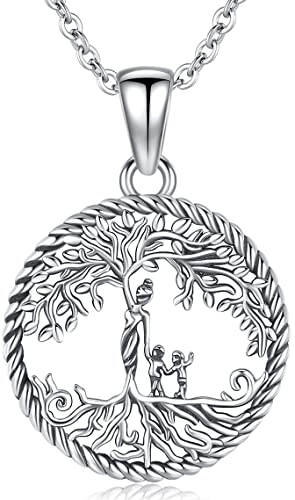 Collar para Madre Mujer Colgante Árbol de la Vida de Plata de Ley 925 Collar con Colgante de Madre e Hijos Familiar de Joyería Regalos para Mamá Hija Abuela Hermana Esposa (C madre con dos hijos)