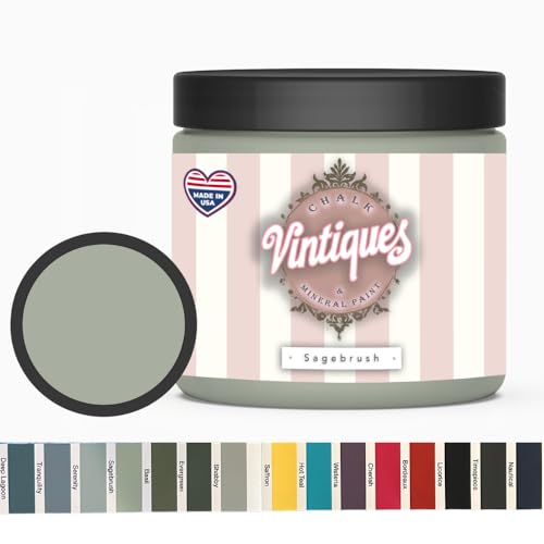 Vintiques Chalk  Mineral Paint Sagebrush 8oz - Matte Finish- Easy Application...