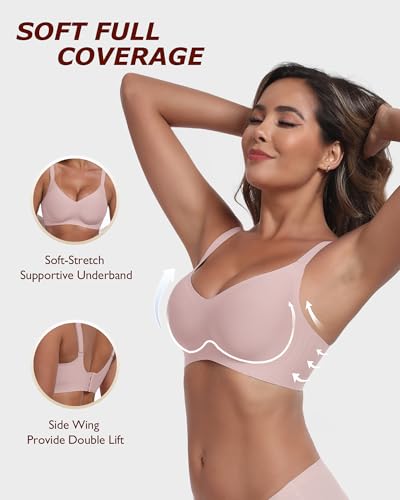 Image of Wireless Comfortable Seamless Soft Bras for Women Full Coverage Push Up Everyday No Show Bra