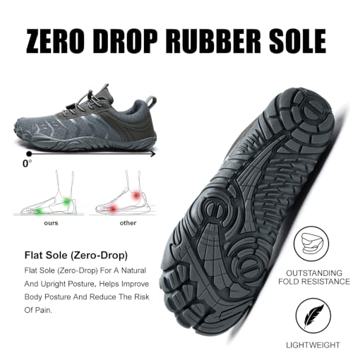 Image of Hiking Barefoot Shoes for Women Men Breathable & Non-Slip Athletic Barefoot Wide Toe Water Shoes Lightweight Perfect for Walking,Running,and Swimming