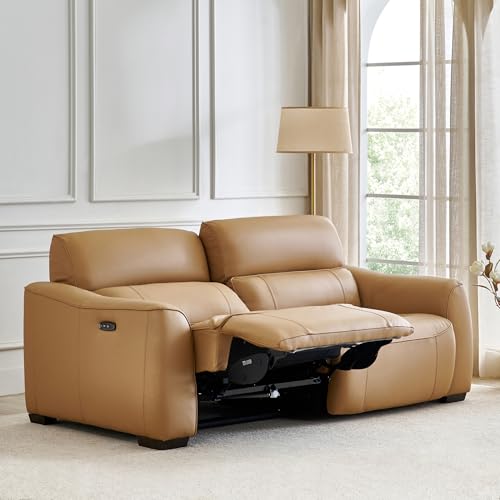 Image of Home Centre | Avelino Electric Half Leather 3-Seater Recliner | Recliner Sofa for Living Room | Pine Wood, Solid Wood | Brown | 1 Year Warranty