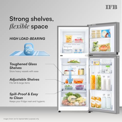 Image of IFB 241L 2 Star 7-in-1 Multi Mode, Advanced Inverter Frost-Free Double Door Refrigerator with 30 Hrs Cooling Retention & 4 Year Super Warranty (2026, IFBFF-291BYBSE, Brush Grey)