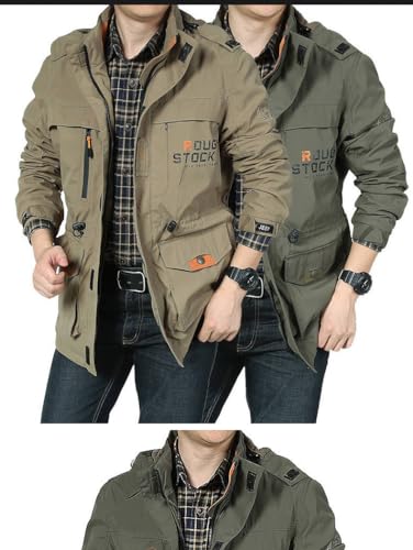 CNSTORE Jaqueta masculina de manga comprida com zíper e capuz removível, jaqueta esportiva leve e re