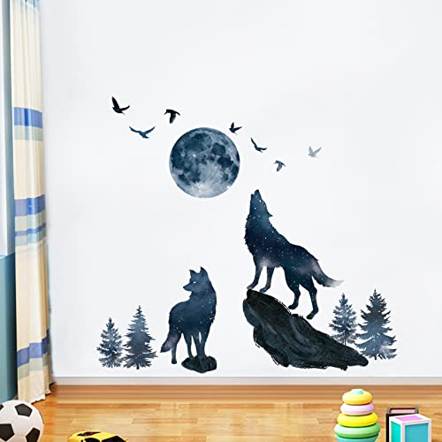 Vinilos Decorativos Wondever Wolf and Moon 4 hojas miniatura 3