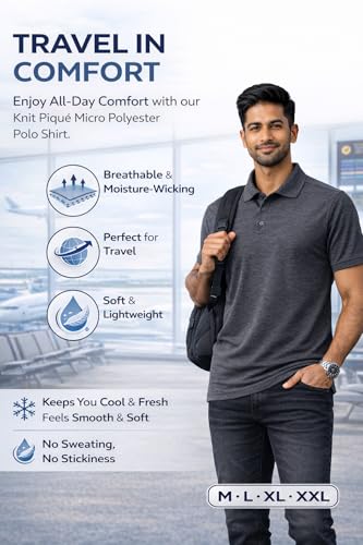 Image of Men's Polo T-Shirt | Breathable, Moisture-Wicking, Soft & Lightweight | Regular Fit Casual & Travel Wear