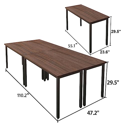 Bonzy Home Conference Tables 9ft Office Computer Desk for Meeting Room Study Writing Printer Podcast Table Save Space Design for 10 People Rustic Vintage Walnut 4PCS 110.2\"x47.2\"x29.5\"