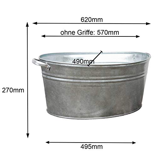 Storm's Gartenzaubereien Zinkwanne oval - groß - wasserdicht oval 40 Liter mit stabilen Griffen zum Bepflanzen und als Miniteich – Bild 4