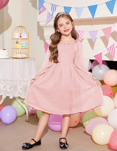 Image of Arshiner Girl Tulle Dress Winter Long Sleeve Teen Girls Party Casual Dresses 5-14Y