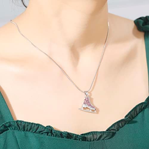LIKGREAT Ice Skate Neckalce for Girls Ice Skating Charm Necklace Exquisite Figure Skating Accessories for Girls Gifts