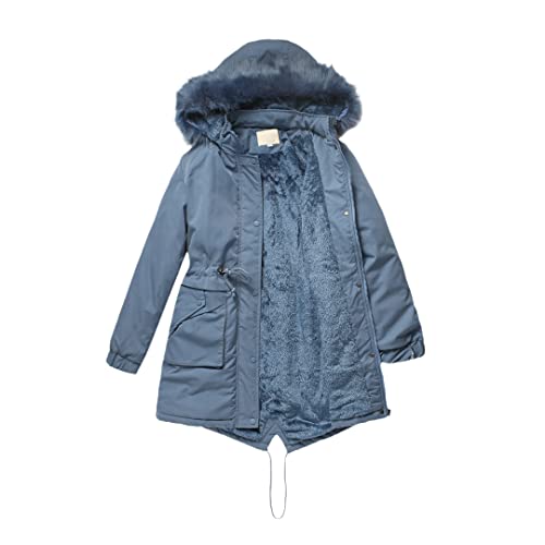 Blouson d'hiver GN femme noir S contre le gel veste épaisse chaude avec chapeau fourrure