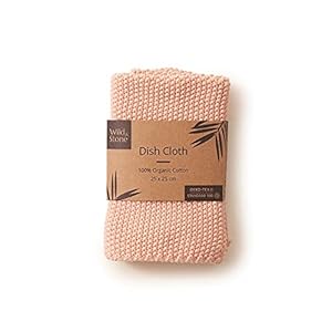 Wild & Stone | Organic Cotton Dish Cloth | Eco-Friendly Kitchen Cloth | Biodegradable & Compostable Cleaning Cloth | Rose