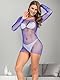 Mingnos Netzoberteil Mesh Oberteil Damen Sexy Durchsichtige Dessous T-Shirt Kleid Festival Outfit Langarm Netz Tops Königsblau