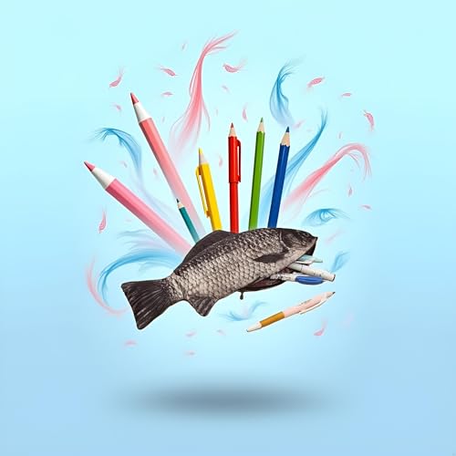 Image of Pencil Box Pen with Zipper Realistic Case Pouch Shape Fish Bag Pen Pencil Make-up Office and Stationery and Marker Cases